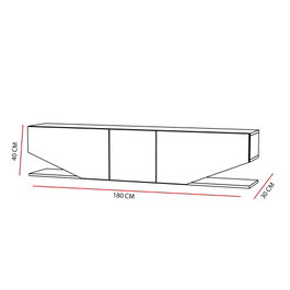 Hanah Home Soporte TV Blanco 180x40x30cm Tablero Partículas Melaminado Moderno Elegante